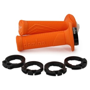 Manopole Lock-On DOMINO D100 con ghiere - Arancione - MNL1560A