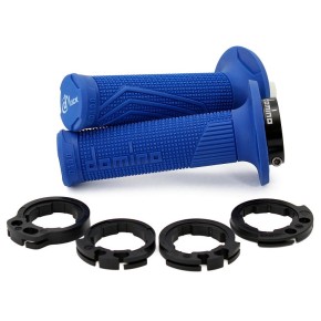 Manopole Lock-On DOMINO D100 con ghiere - Blu - MNL1560B