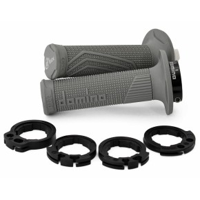 Manopole Lock-On DOMINO D100 con ghiere - Grigio - MNL1560G