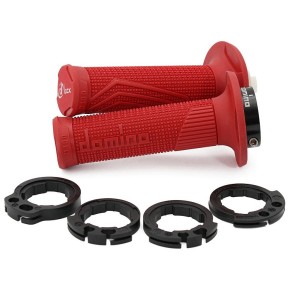 Manopole Lock-ON DOMINO D100 con ghiere - Rosso - MNL1560R