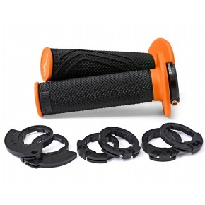 Manopole Lock-On DOMINO D200 con ghiere - Nero/arancione - MNL1561A