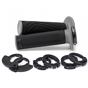 Manopole Lock-On DOMINO D200 con ghiere - Nero/grigio - MNL1561G