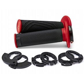 Manopole Lock-On DOMINO D200 con ghiere - Nero/rosso - MNL1561R