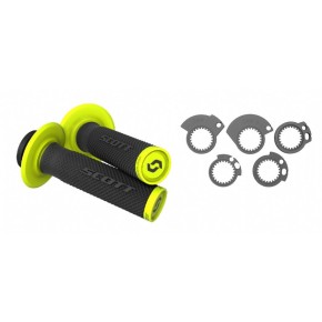 Manopole Lock-On SCOTT SXII con ghiere - Nero/giallo fluo - MNL1639