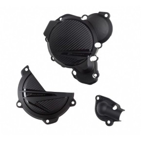 Kit protezioni coperchi motore POLISPORT - KTM 250/300 EXC - Nero - P91375