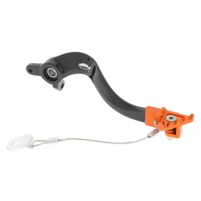Pedale freno forgiato nero con puntale snodato CNC arancione KTM - PDS901A