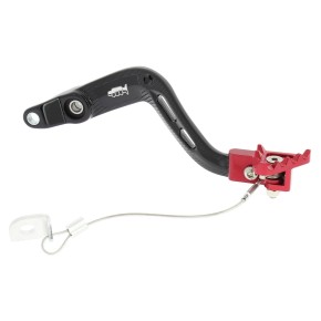 Pedale freno forgiato nero con puntale snodato CNC rosso BETA - PDS914R