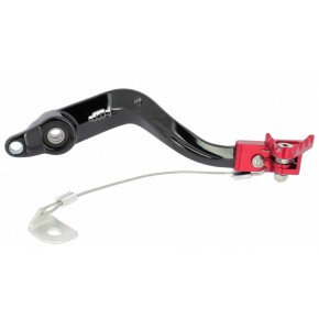 Pedale freno forgiato nero con puntale snodato CNC rosso BETA - PDS922R