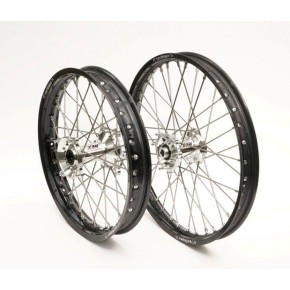 Ruota REX Anteriore 21" x 1,60 GAS GAS HUSQVARNA KTM - Cerchio nero - Mozzo argento - RX2200131