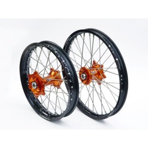 Ruota REX Anteriore 21" x 1,60 KTM - Cerchio nero - Mozzo arancione - RX22001310