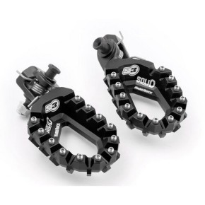 Pedane Alluminio S3 Hard Rock NERE KTM HUSQVARNA GAS GAS 2024-2027 + BASSE 5MM + ARRETRATE 8MM