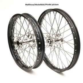 Ruota REX Posteriore 18" x 2,15 GAS GAS HUSQVARNA KTM - Cerchio nero - Mozzo argento - RX22221031